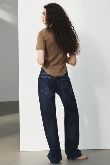 JEANS TRF BAGGY TAPERED TAILLE BASSE - Bleu marine de Zara - Image 4