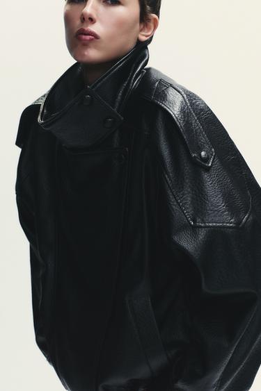FAUX LEATHER JACKET - Black by Zara - Image 4