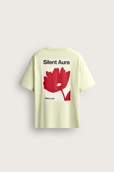 RELAXED FIT CONTRAST PRINT T-SHIRT - Lime by Zara