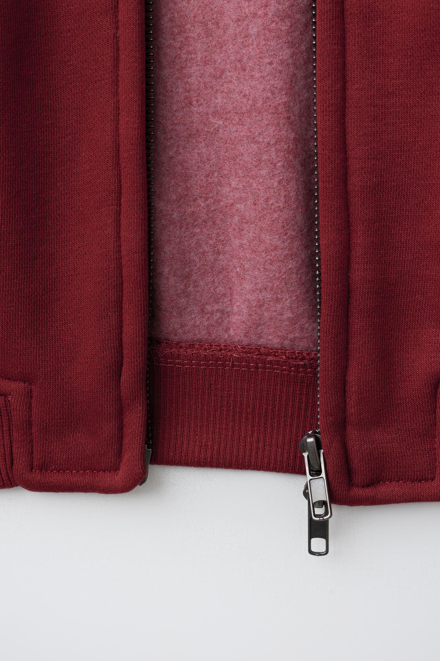Детская толстовка Zara Embroidered Zip-Up, цвет: Тёмный красный — фото 5