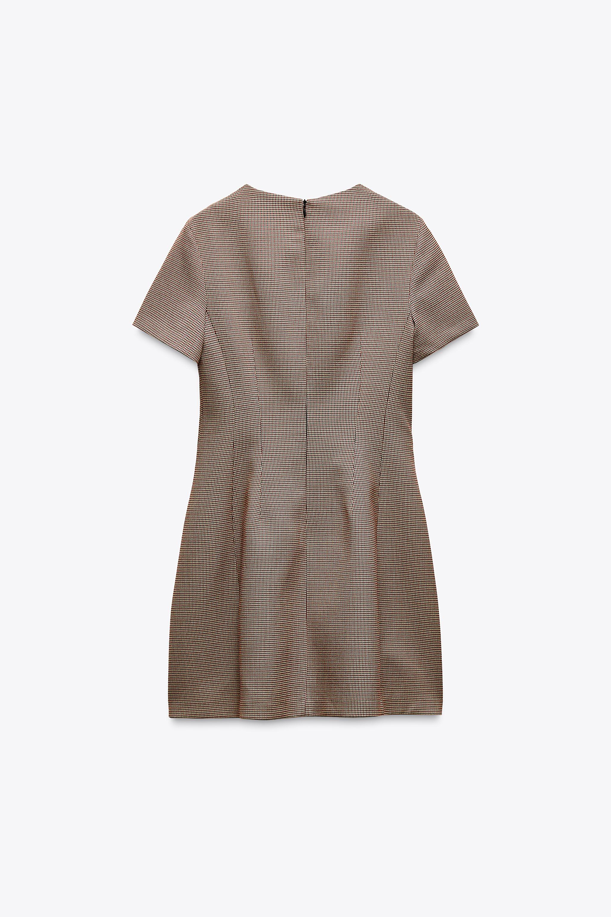 ★ZARA★ ZW COLLECTION CHECK PLEATED DRESS ZW COLLECTION PLEATED MIDI DRESS - Dark khaki | ZARA United