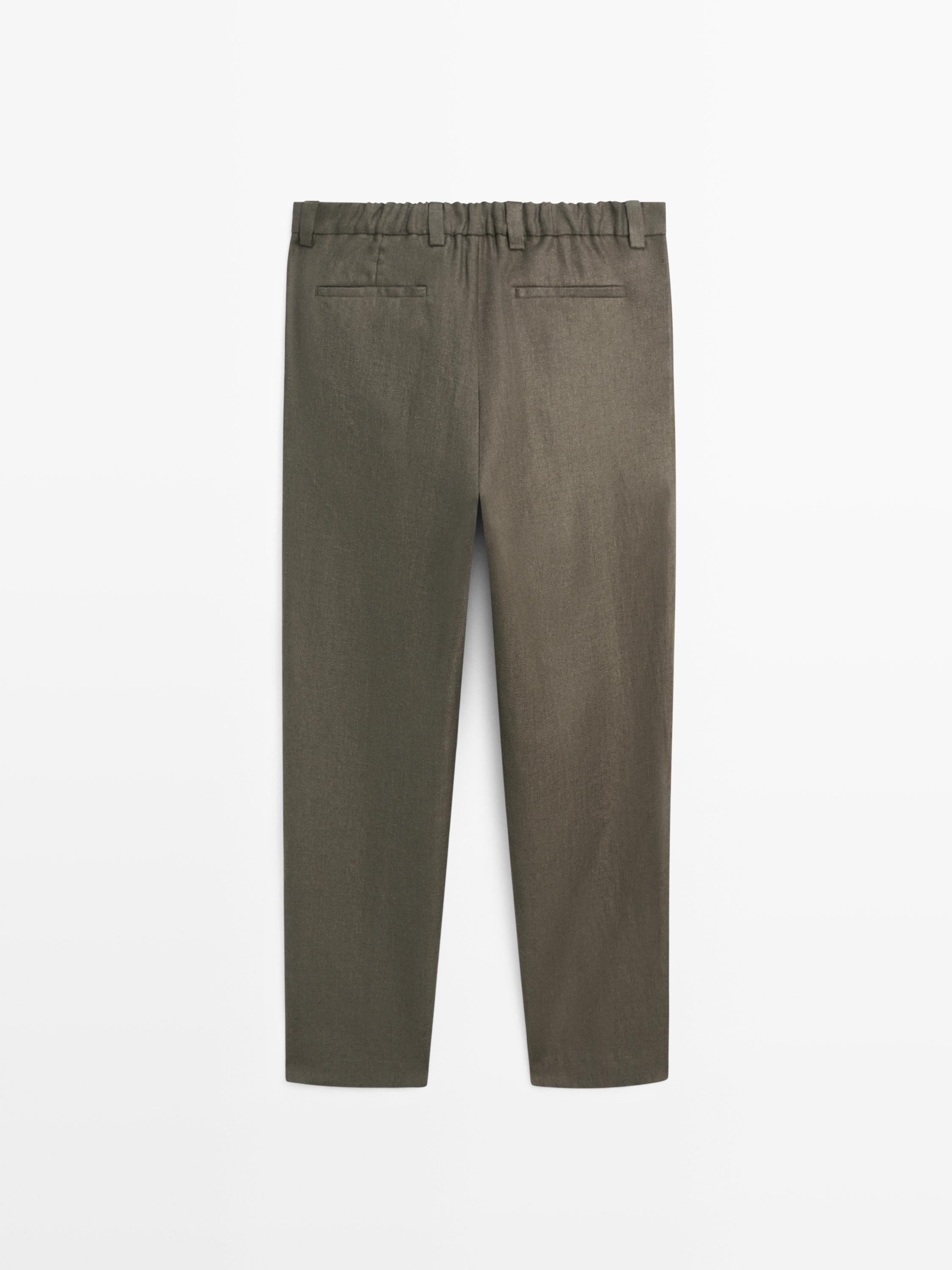 Pantalon à chevrons en lin