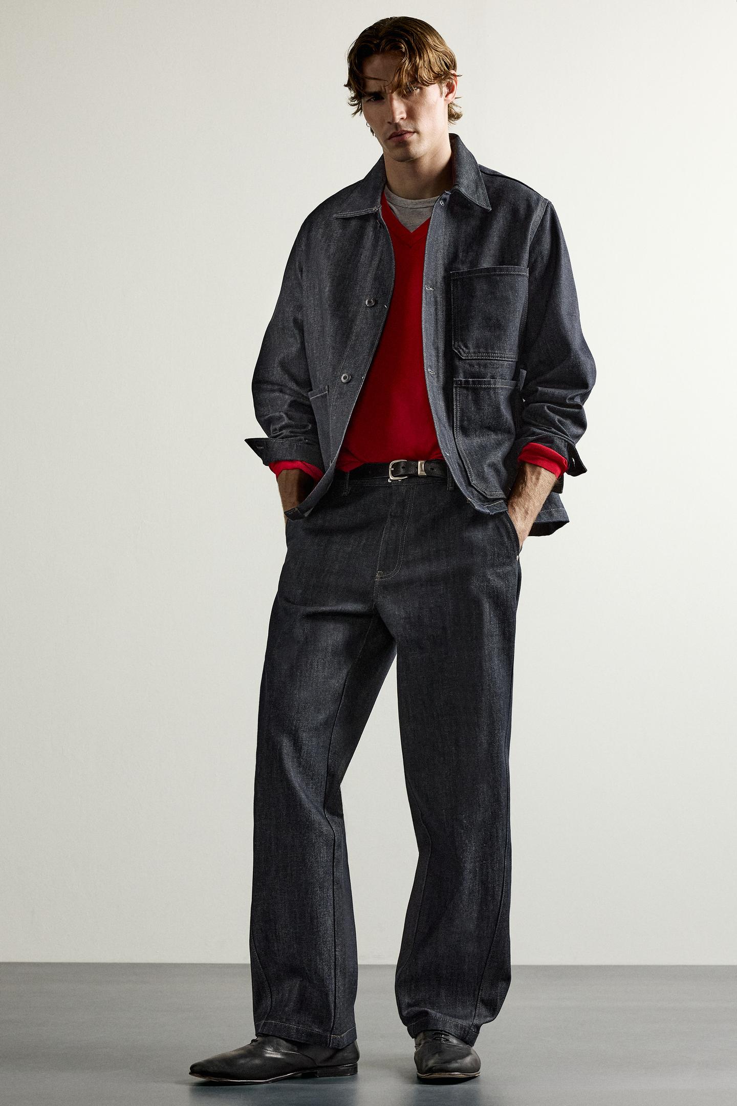 Мужские джинсы Zara Wide-Fit Hook-Fastening, цвет: Индиго — фото 6