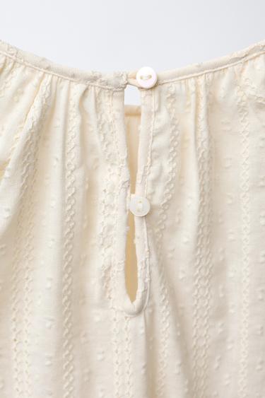 CHEMISE EN PLUMETIS BRODÉE - Écru de Zara - Image 3