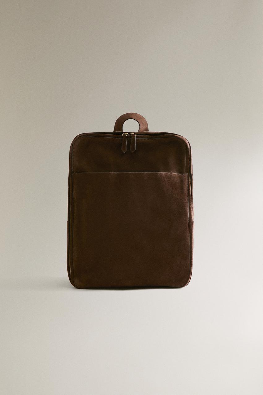 brown leather suede backpack for Work, School or College Handcrafted from finest Italian leather The Backpack (Suede) - Tobacco