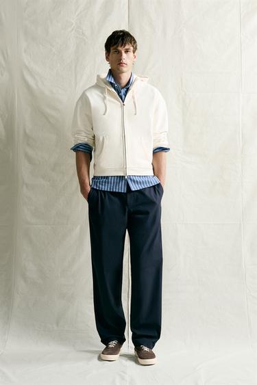 REGULAR FIT ZIP-UP HOODIE - Ecru by Zara - Image 0
