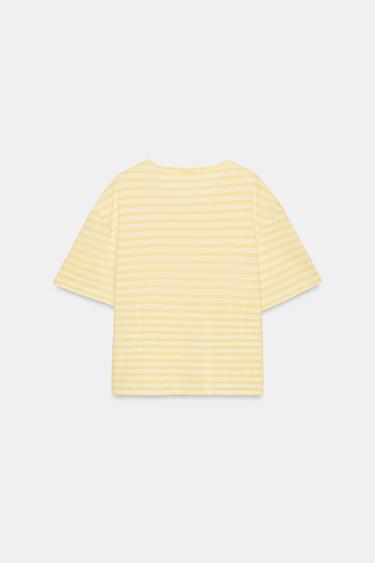 T-SHIRT RAYURES MANCHES COURTES - Jaune de Zara - Image 5