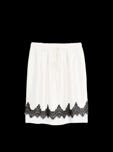 Falda lencera combinada contraste - Crudo de Zara - Imagen 0