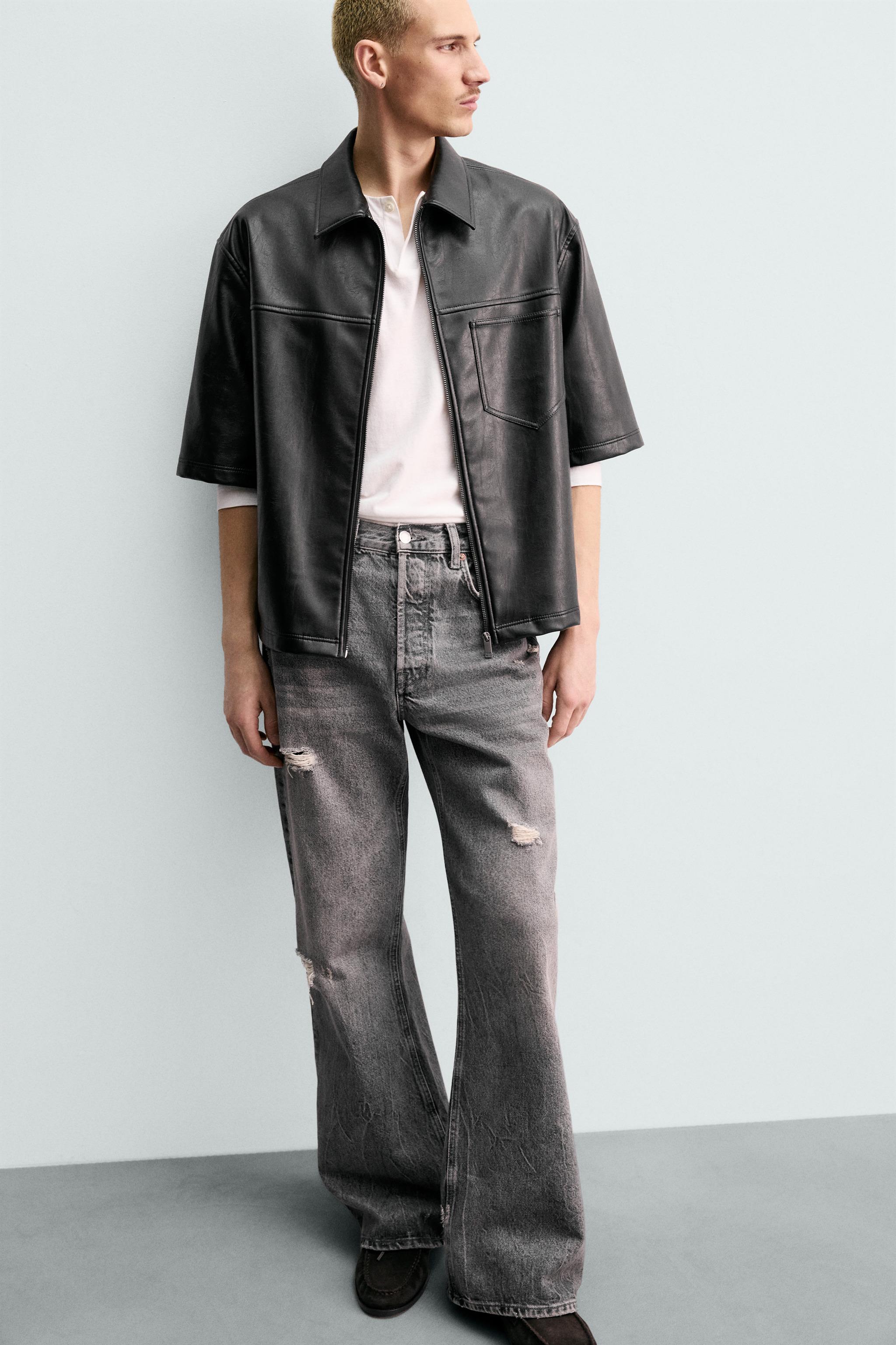 Zara RELAXED FIT FAUX LEATHER OVERSHIRT — фото 5