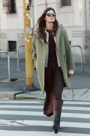 Zara GATHERED MIDI DRESS - Brown