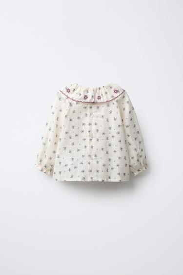 CHEMISE À FLEURS BRODÉES - Écru de Zara - Image 1