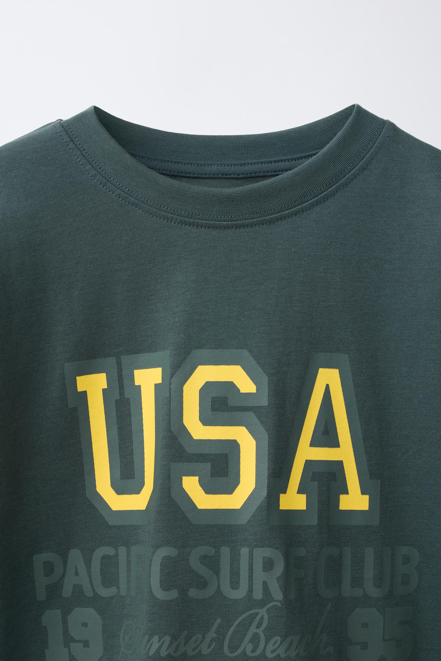 Детская футболка Zara Varsity Print, цвет: Синий зелёный — фото 3
