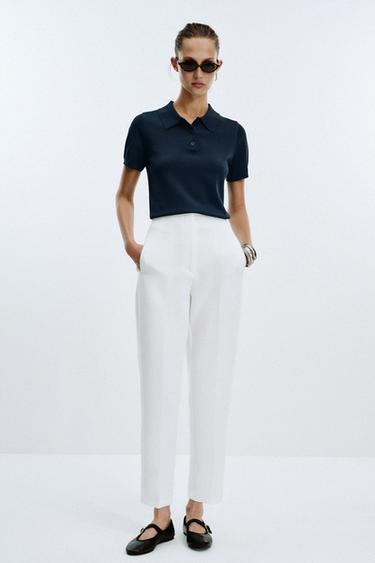 HIGH-WAIST TROUSERS - White by Zara