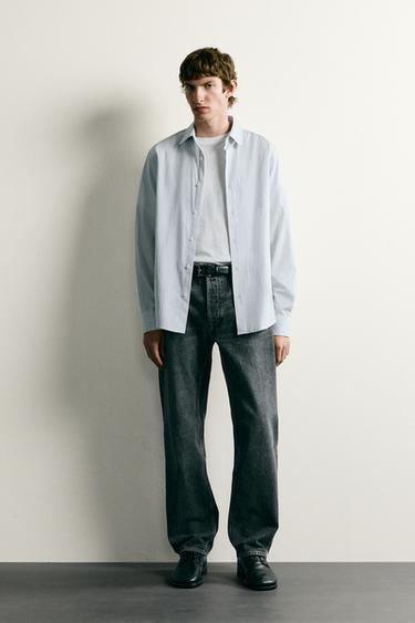 CAMISA REGULAR FIT RAYAS - Verde/Blanco de Zara - Imagen 0