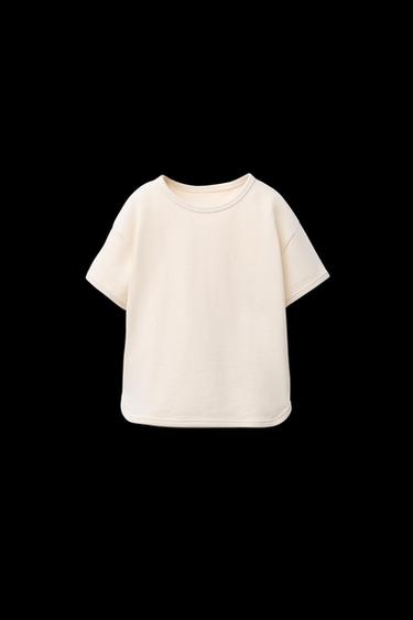 Zara BASIC TRIM T-SHIRT - Ecru - Image 0