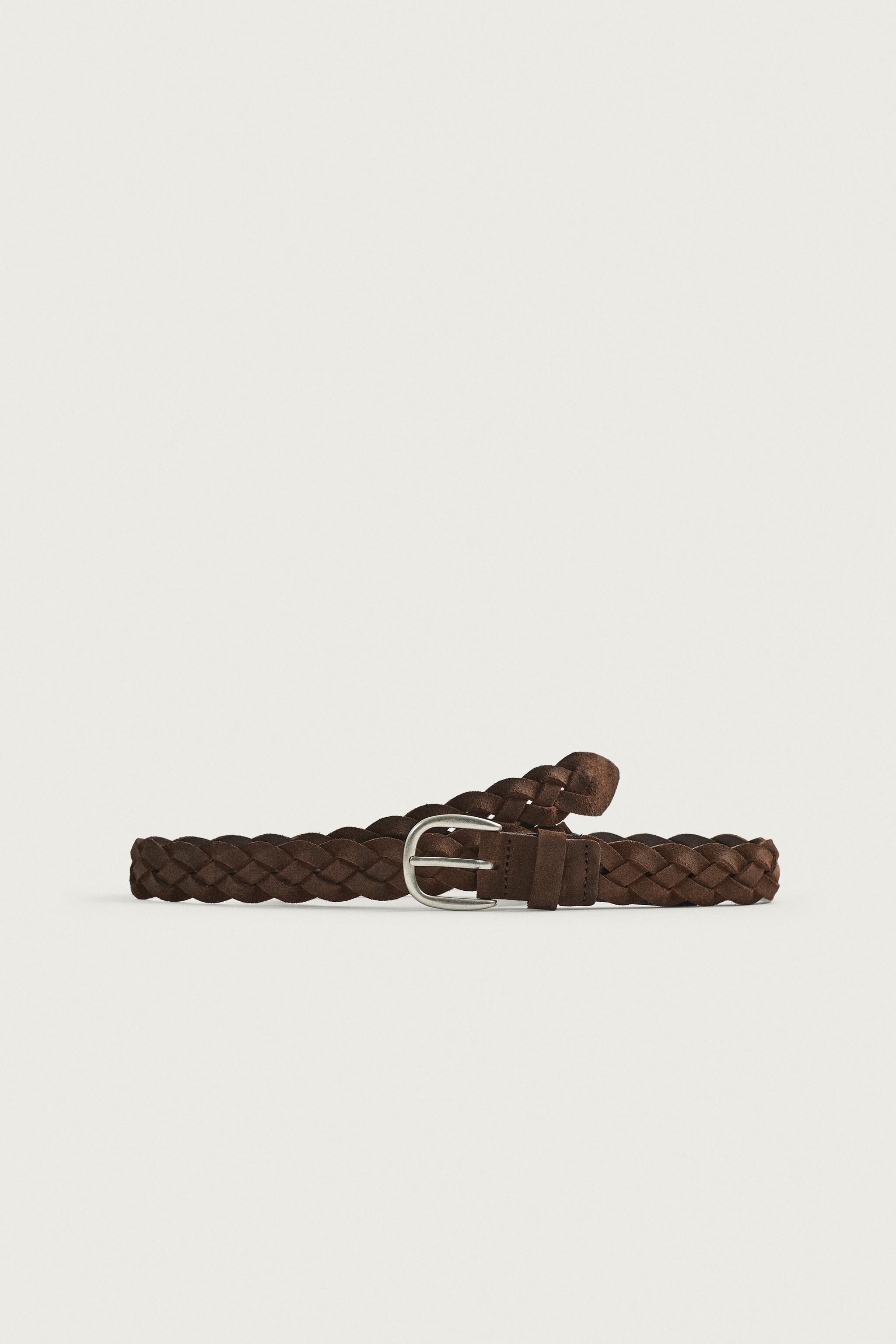 WAXED EFFECT BRAIDED LEATHER BELT
