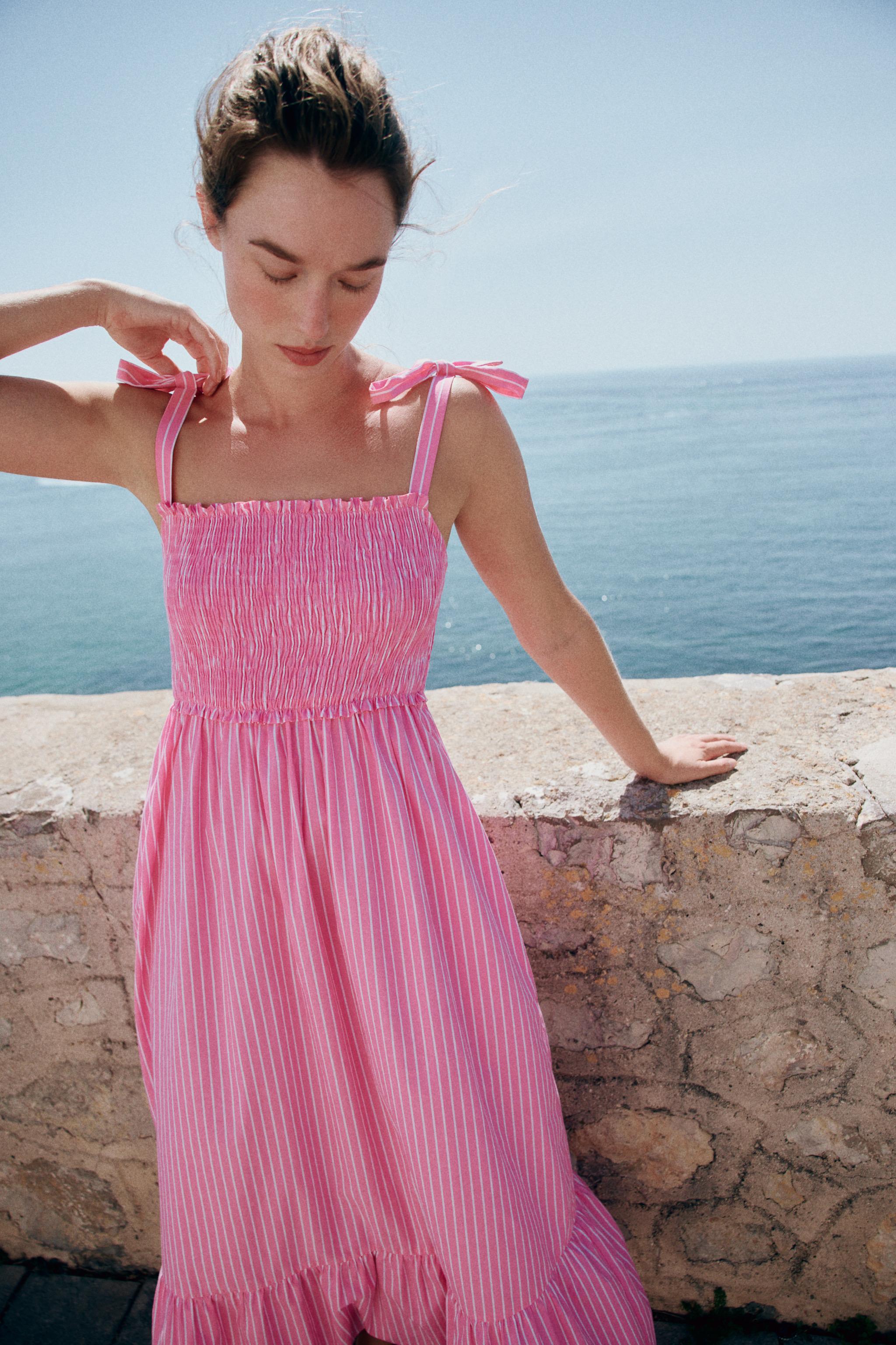 Женские платья Zara STRIPED BOW DRESS — фото 2