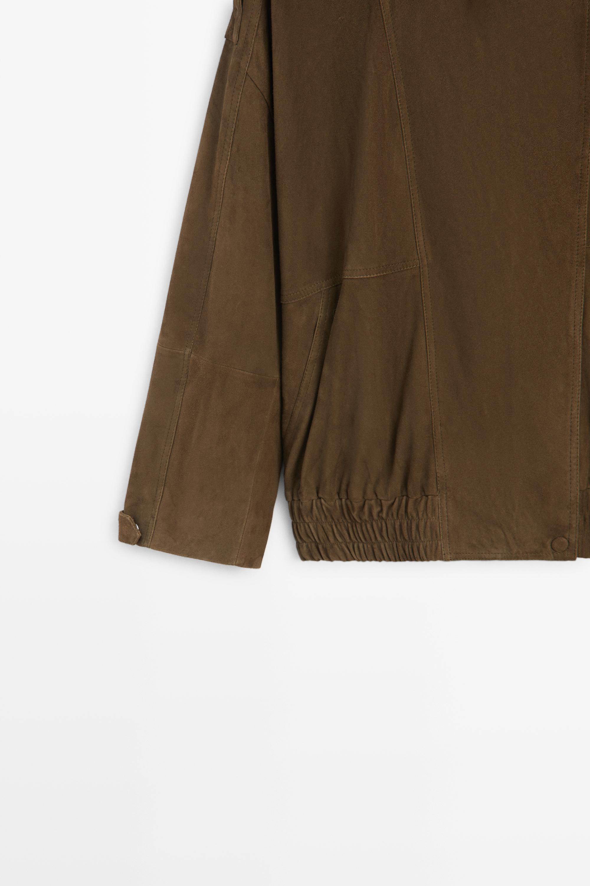 High collar suede bomber jacket