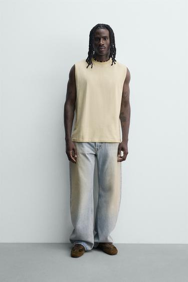 VERWASCHENES TANKTOP - Hellgelb von Zara