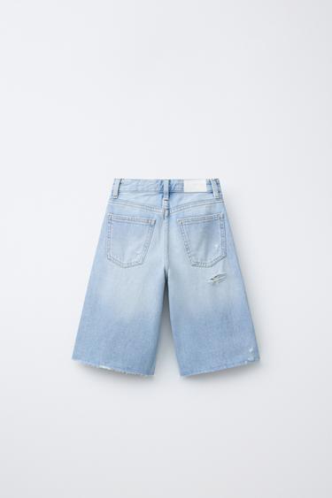 BERMUDA LONGUE DÉCHIRÉ - Bleu clair de Zara - Image 1