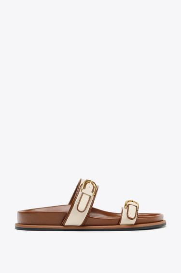 صندل بشريط وأبازيم - بني الخاص بـ Zara - صورة 0