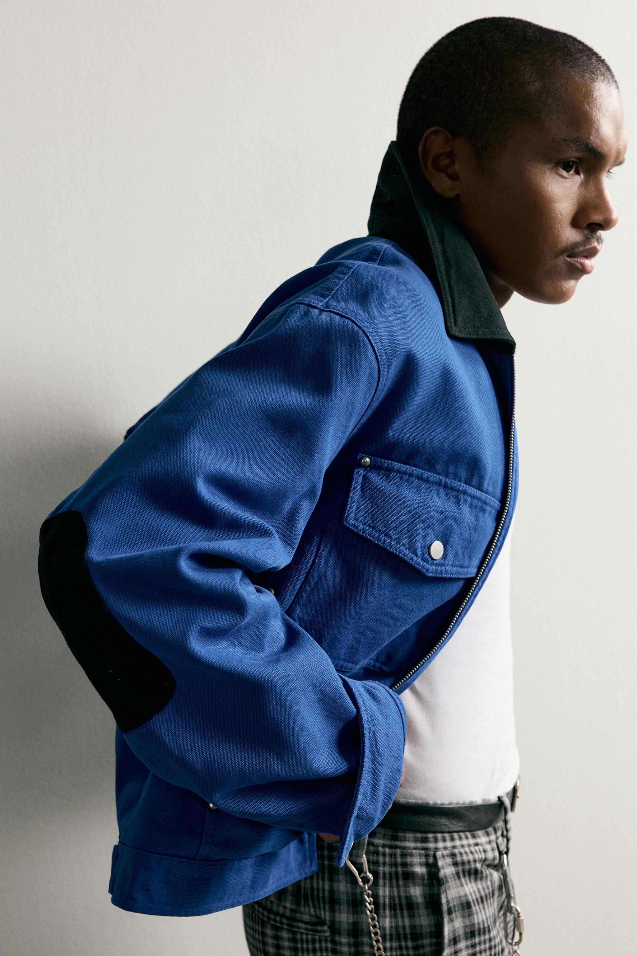 CROPPED FIT JACKET WITH CONTRASTING COLLAR