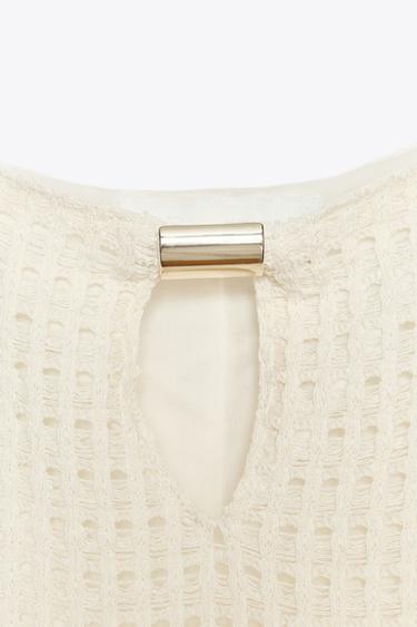 CROCHET MIDI DRESS - Ecru by Zara - Image 7