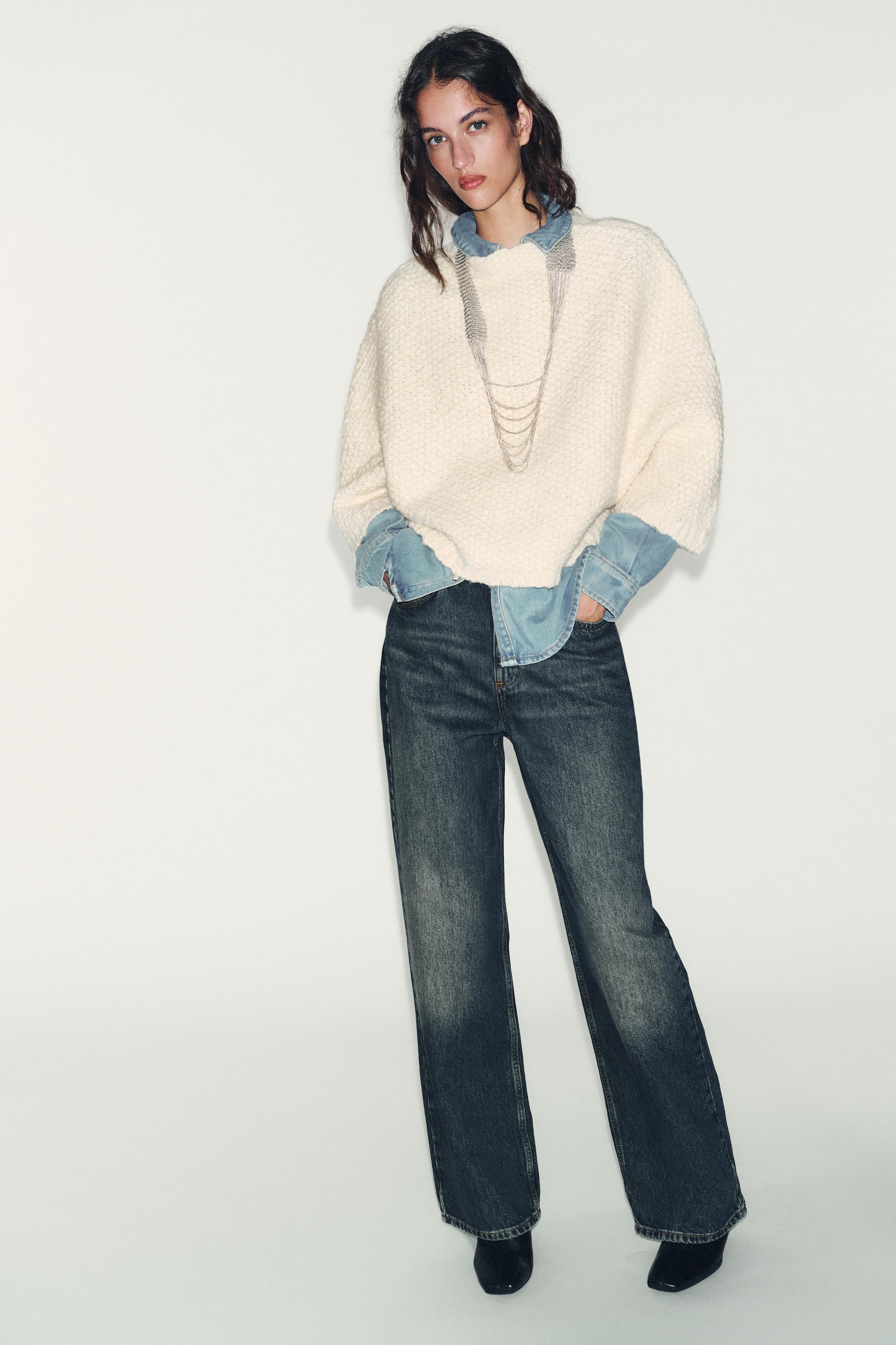 チャンキーニットポンチョセーター - エクリュ | ZARA Japan / 日本