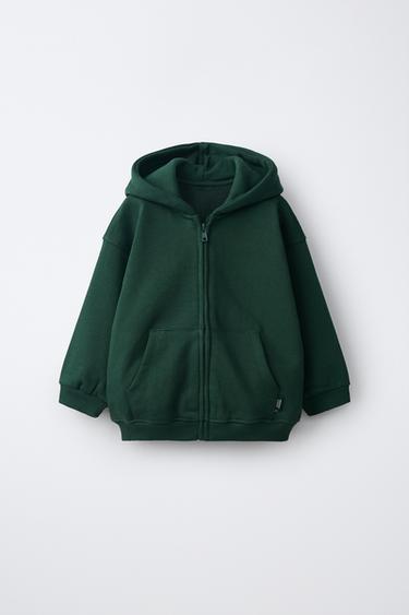 HOODED ZIP SWEATSHIRT — Bottle green 1
