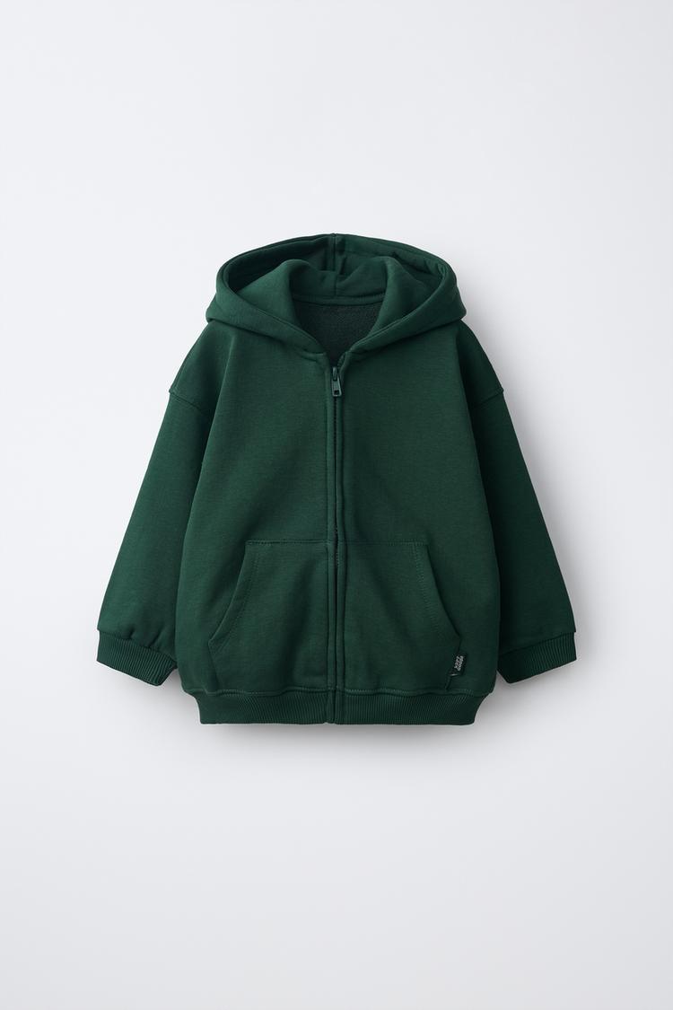 HOODED ZIP SWEATSHIRT — Bottle green