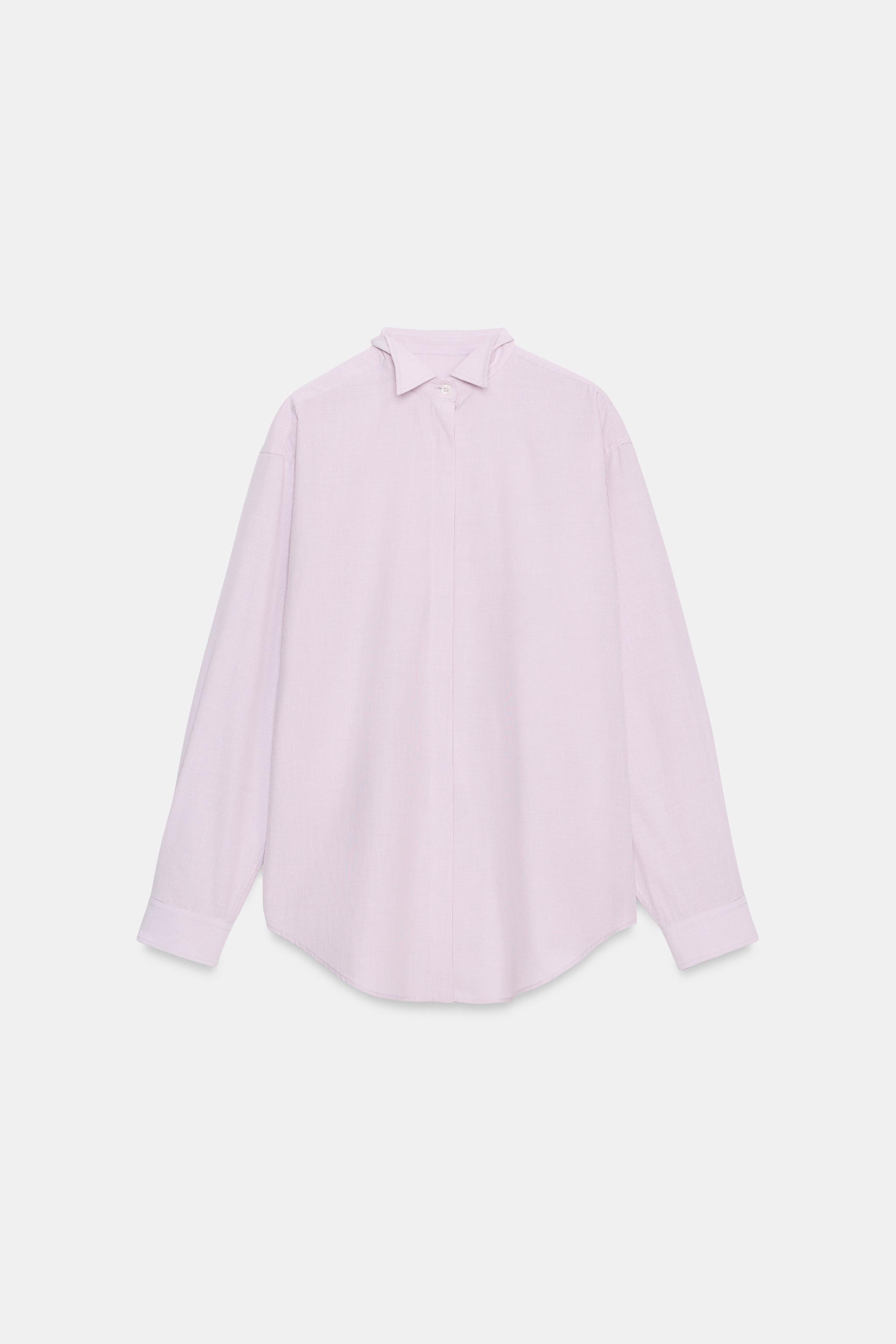 ZW COLLECTION STRIPED SHIRT - Mauve | ZARA Canada