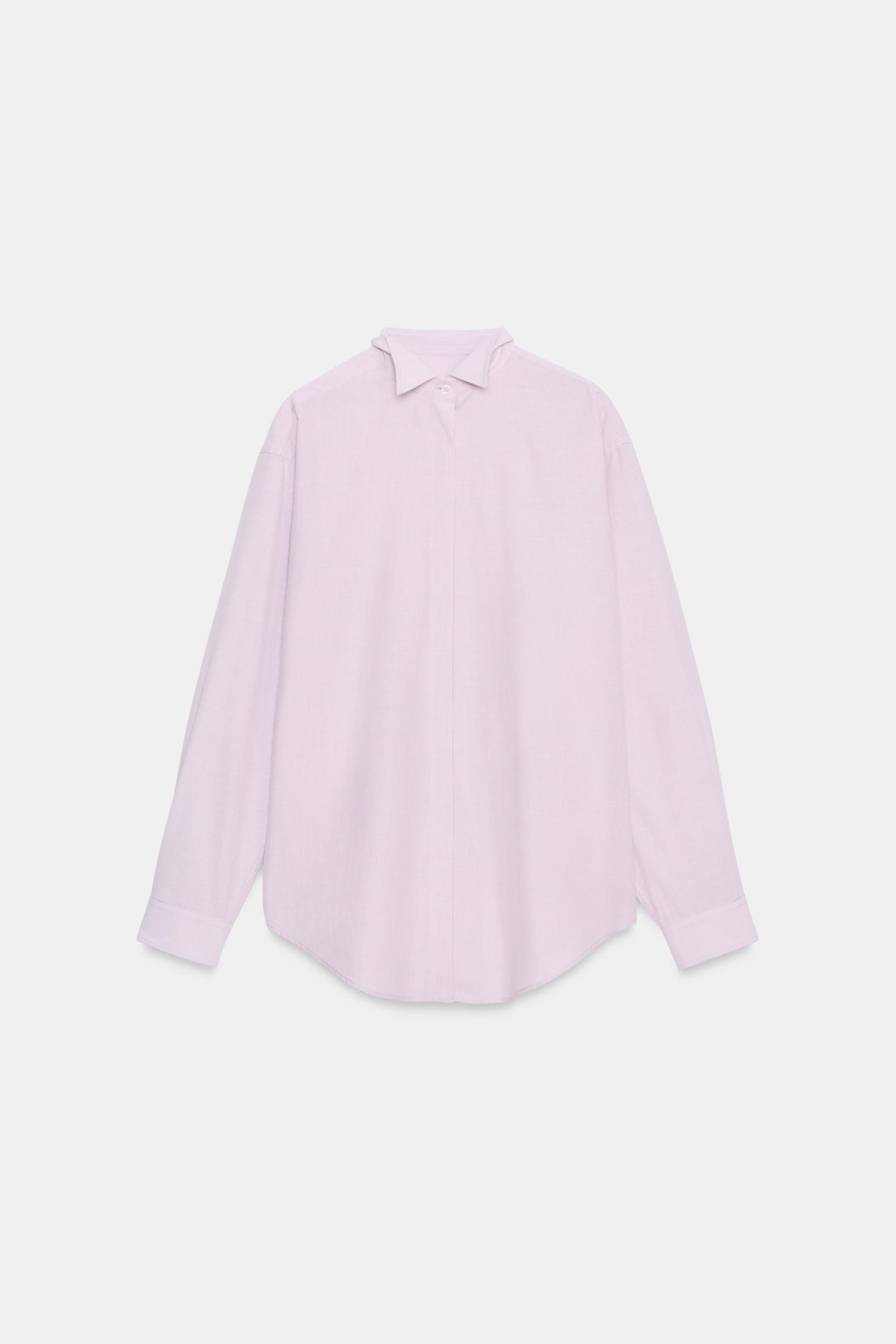 Женская рубашка Zara ZW Collection Striped, цвет: Розовато-лиловый — фото 8