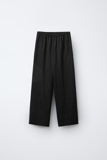 STRAIGHT PIQUÉ TROUSERS - Black by Zara - Image 0