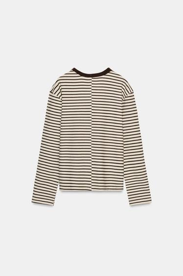 T-SHIRT RAYURES MANCHES LONGUES - Brown Stripes de Zara - Image 6