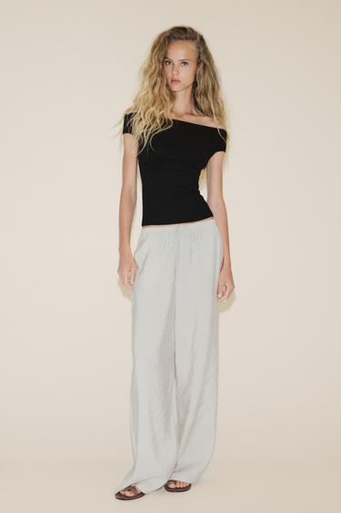 PLAIN KNIT BOAT NECK TOP - Black by Zara - Image 3