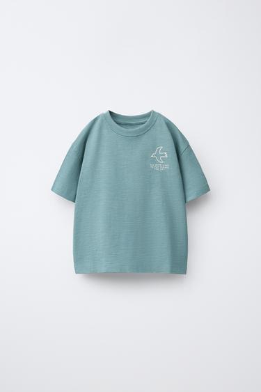 T-SHIRT MIT SCHILDKRÖTENSTICKEREI - Helles Petrol von Zara - Bild 0