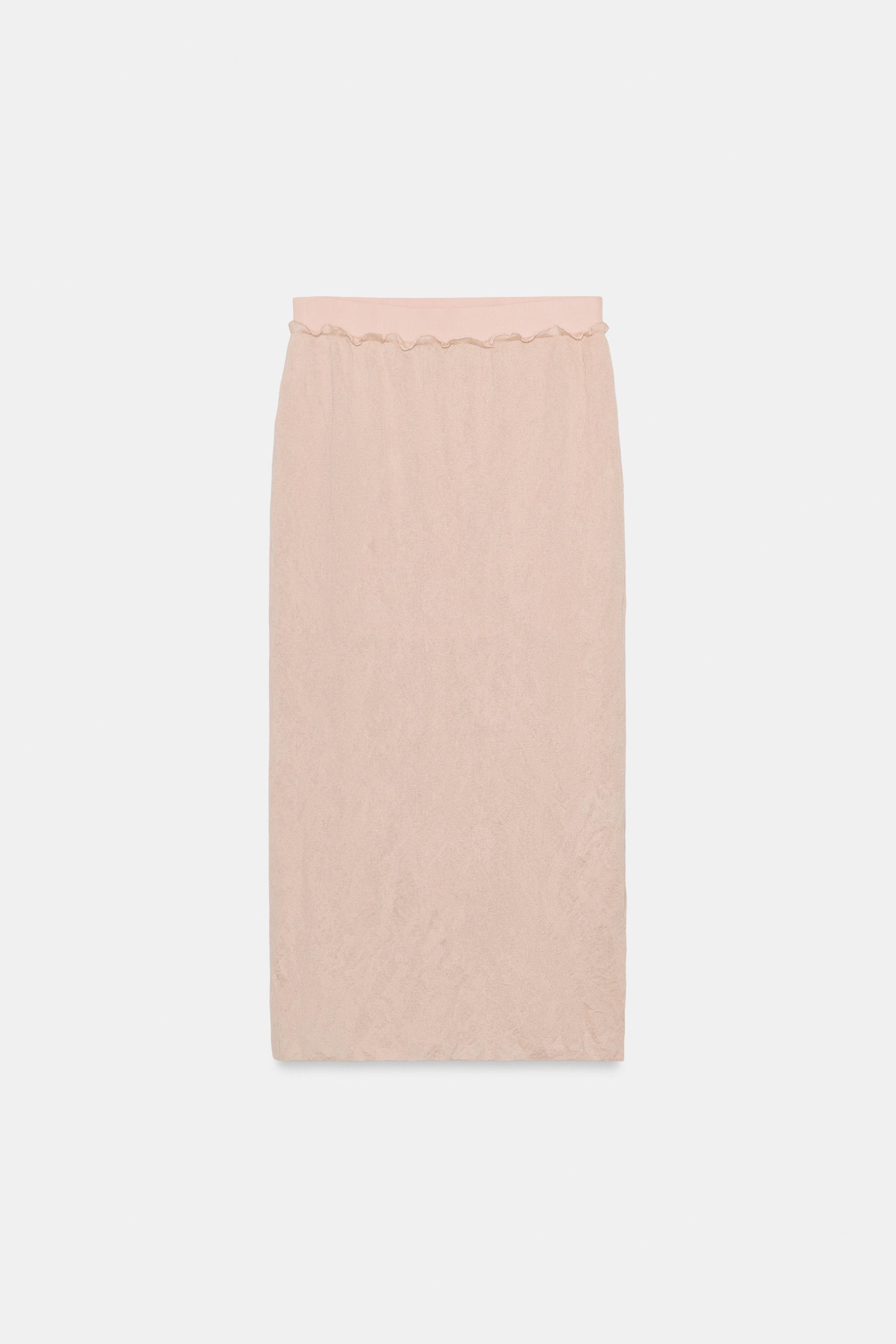 WRINKLED EFFECT KNIT MIDI SKIRT