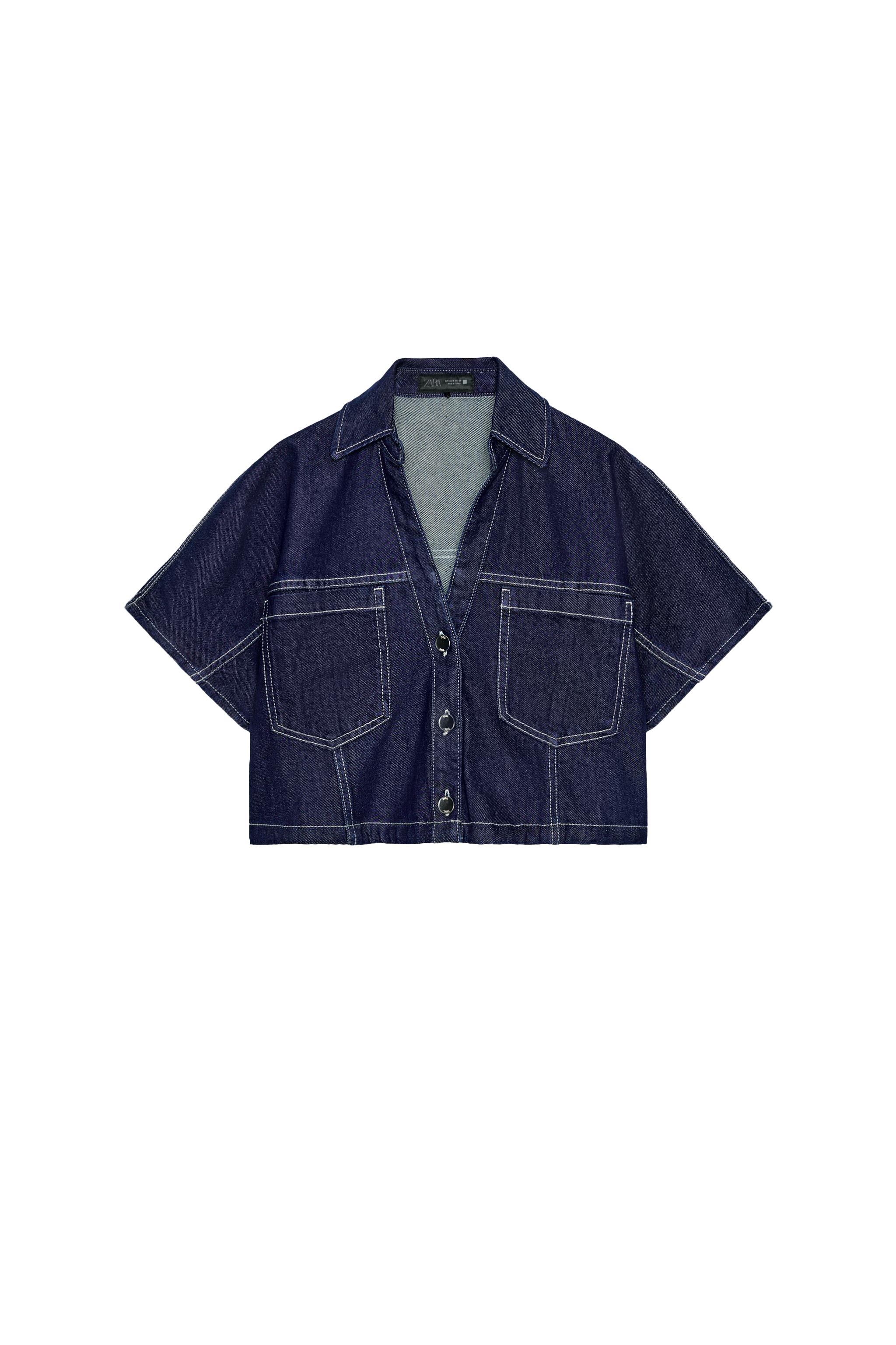 Z1975 CROPPED DENIM SHIRT - Blue | ZARA United States