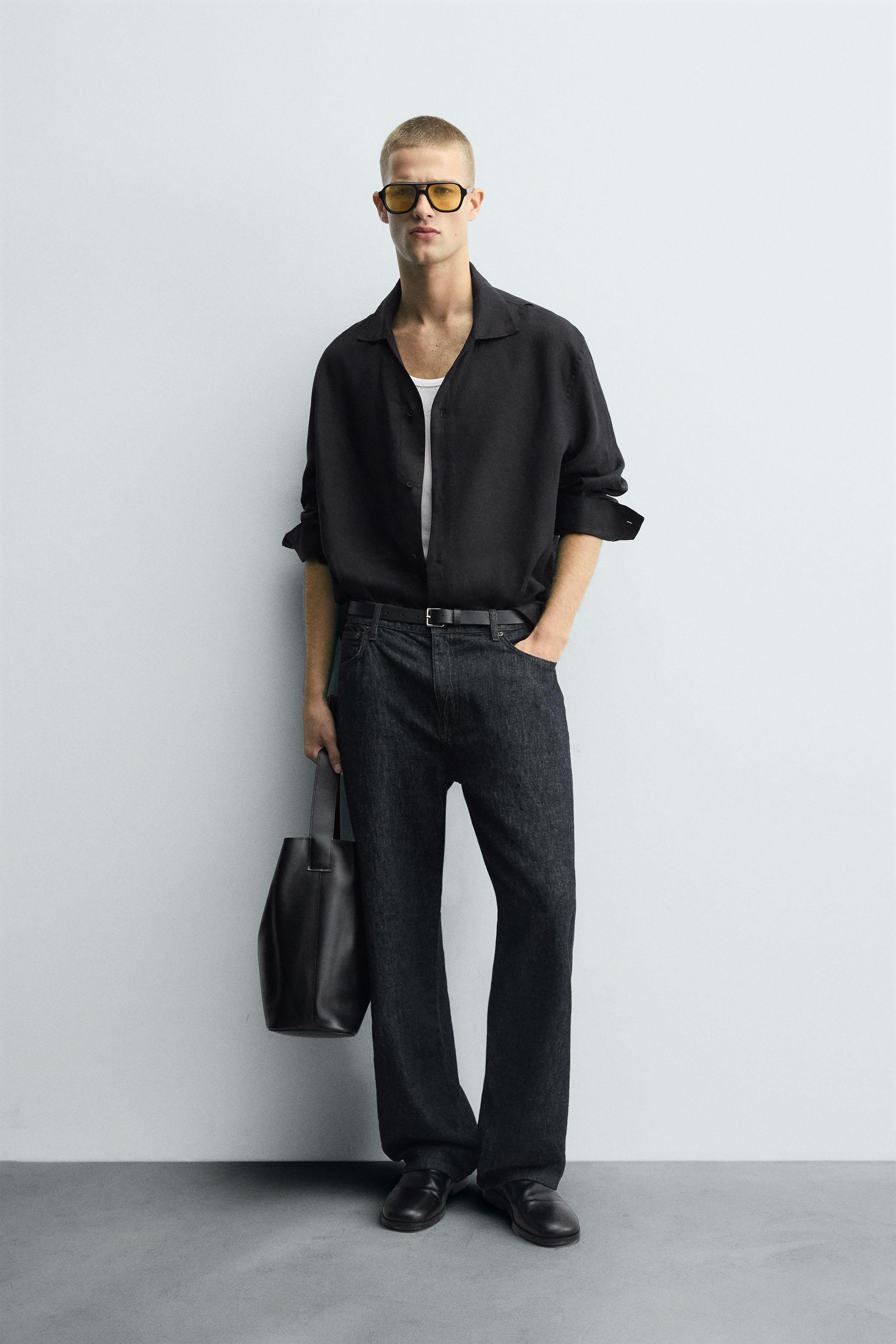リネン100%シャツ - ブラック | ZARA Japan / 日本