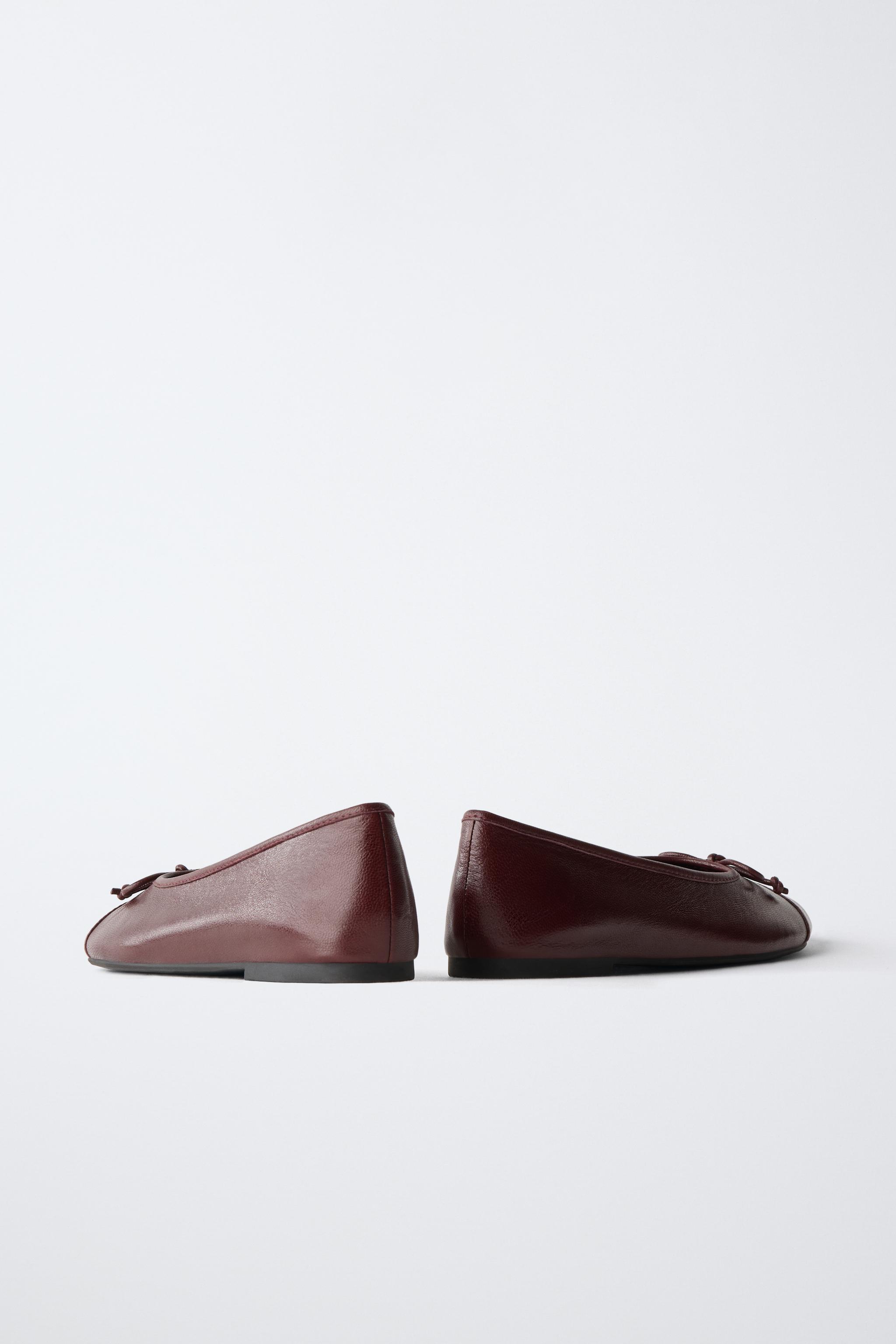LEATHER BOW BALLET FLATS