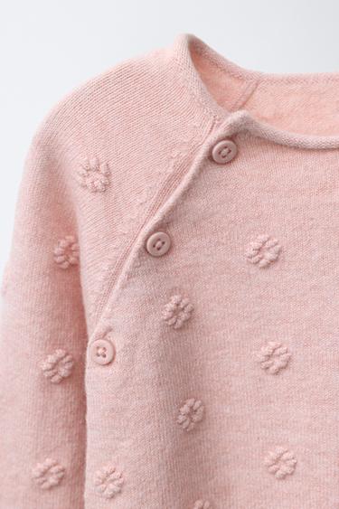 COMBINAISON LONGUE EN MAILLE À FLEURS BRODÉES - Rose clair de Zara - Image 2