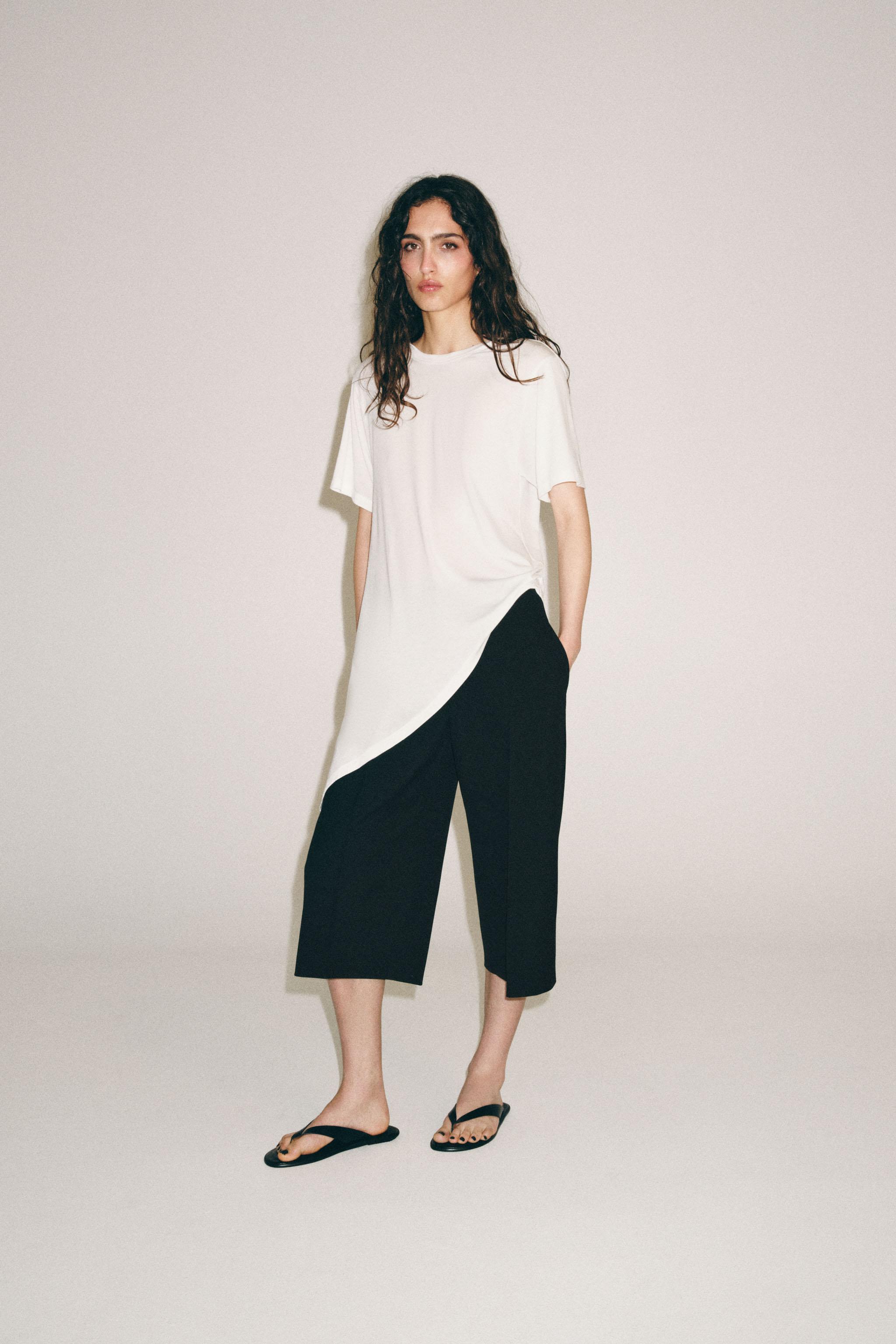 Женские топы Zara ASYMMETRIC SHORT SLEEVE TOP — фото 4