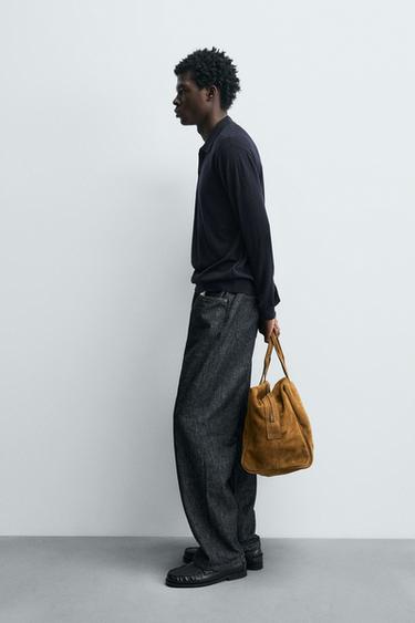 POLO EN MAILLE AVEC LAINE ET SOIE - Bleu marine de Zara - Image 3