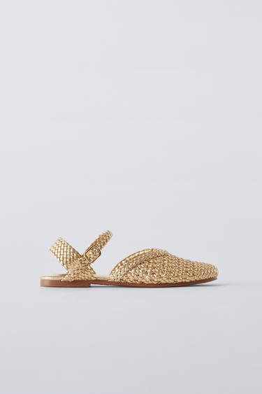 WOVEN SLINGBACK SHOES - Gold by Zara