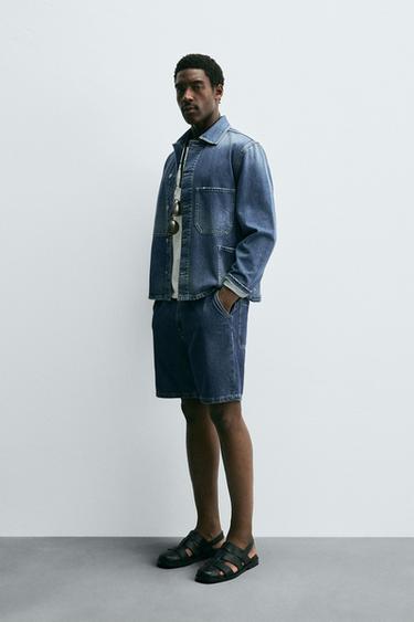 LIGHTWEIGHT DENIM STRAIGHT-LEG BERMUDA SHORTS - Blue by Zara - Image 3