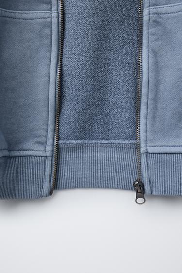 SWEAT À CAPUCHE EFFET DÉLAVÉ - Bleu de Zara - Image 3