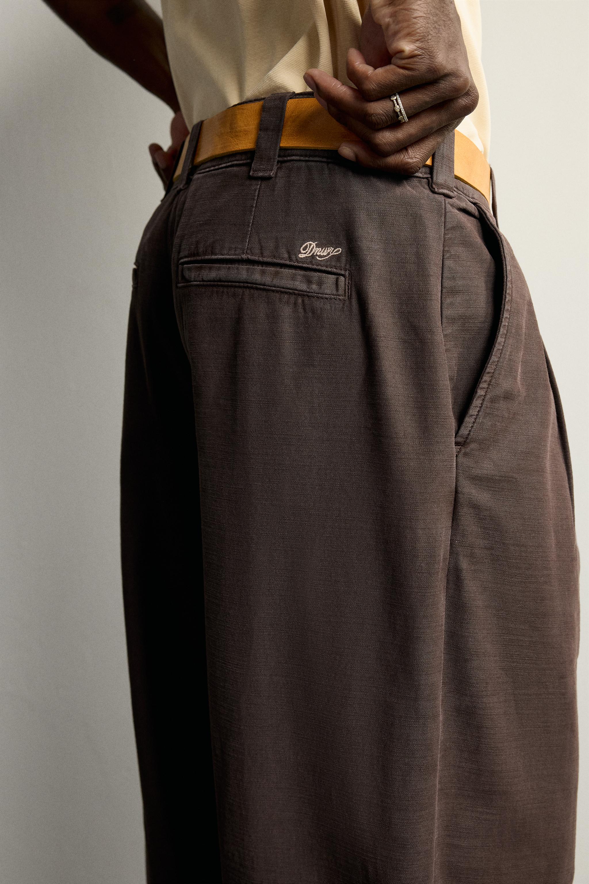 Zara RELAXED FIT PİLİLİ CHINO PANTOLON görsel 6