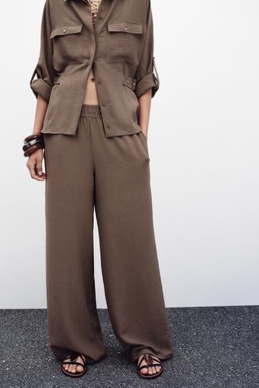 WIDE FLOWING TROUSERS - camel by Zara - Image 1