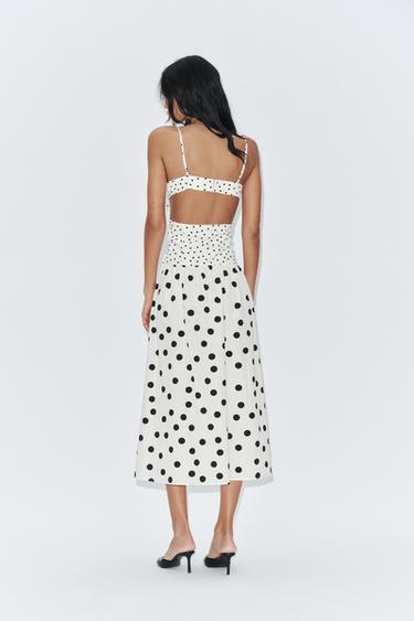 STRAPPY DOT MIDI DRESS - Ecru / Black by Zara - Image 3