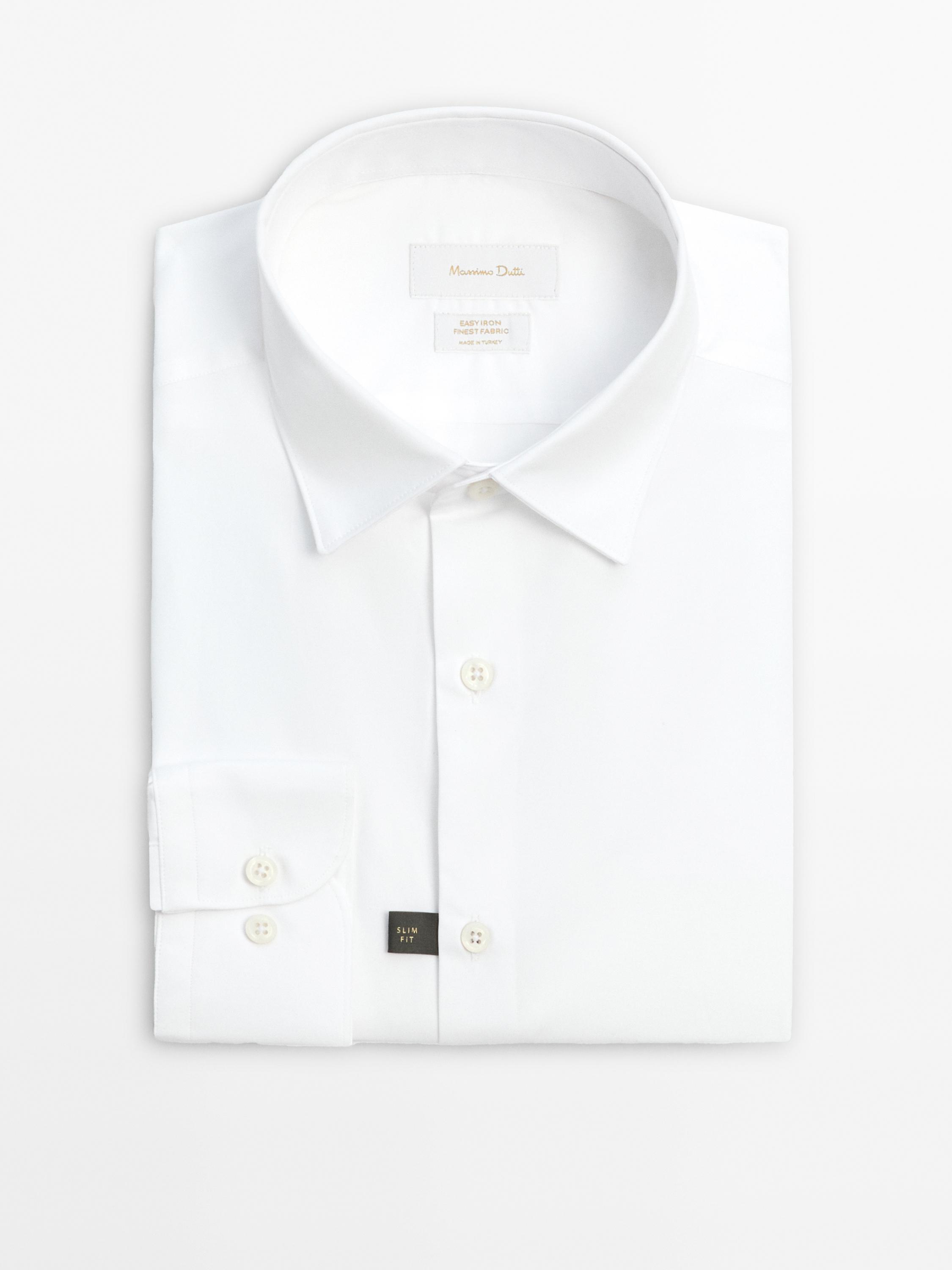 Chemise slim en popeline 100 % coton